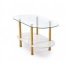 Стол журнальный HALMAR DUCAT белый мрамор/прозрачный/золотой